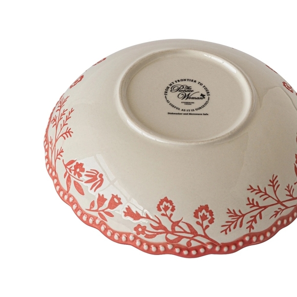 The PIONEER WOMAN Fancy Flourish Round Stoneware Pink Pasta Bowl - Picture 4 of 6